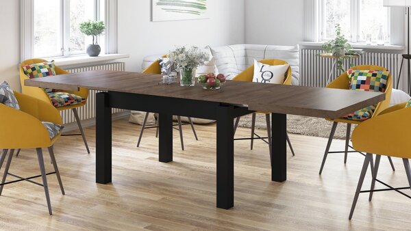 Mazzoni ROYAL Stejar Maro/Negru Mat - MASĂ EXTENSIBILĂ PÂNĂ LA 2,7 m