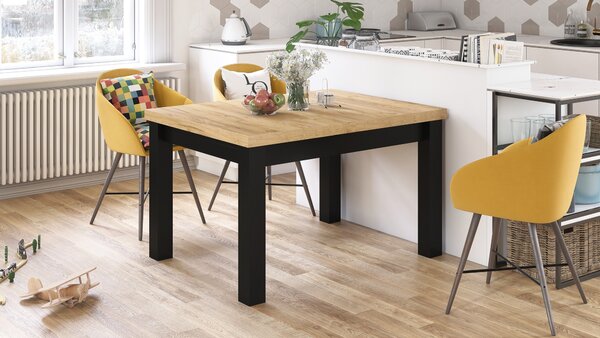 Mazzoni ROYAL Stejar Craft Auriu/Negru Mat - MASĂ EXTENSIBILĂ PÂNĂ LA 2,7 m
