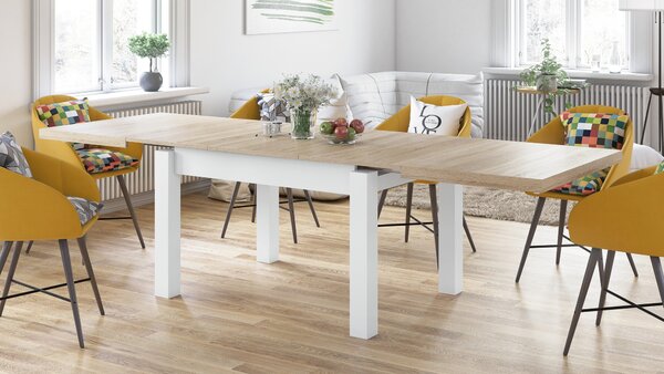 Mazzoni ROYAL Stejar Sonoma/Alb Mat - MASĂ EXTENSIBILĂ PÂNĂ LA 2,7 m