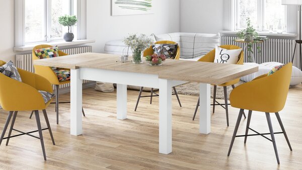 Mazzoni ROYAL Stejar Sonoma/Alb Mat - MASĂ EXTENSIBILĂ PÂNĂ LA 2,7 m