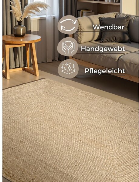 Covor în culoare naturală deschisă reversibil/țesut manual din iută 80x150 cm Juno – Hanse Home