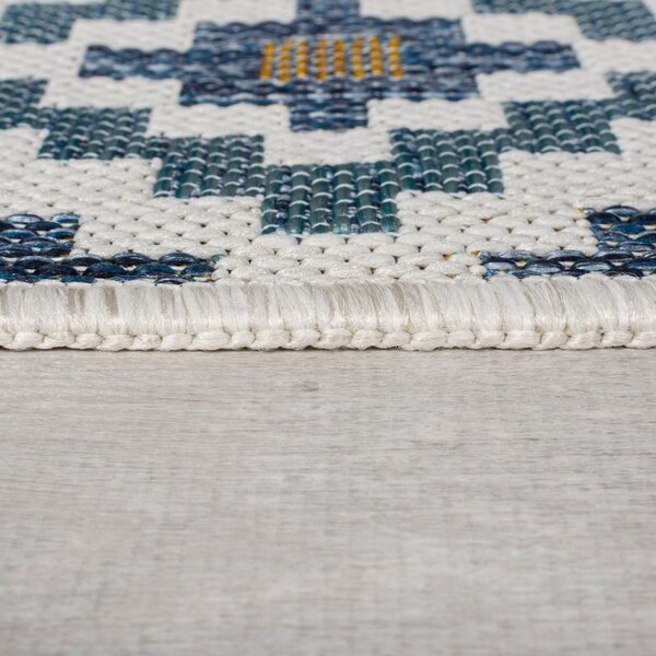 Covor pentru exterior și interior galben/albastru 120x170 cm Zia Trellis – Flair Rugs