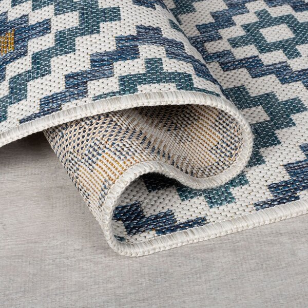 Covor pentru exterior și interior galben/albastru 120x170 cm Zia Trellis – Flair Rugs