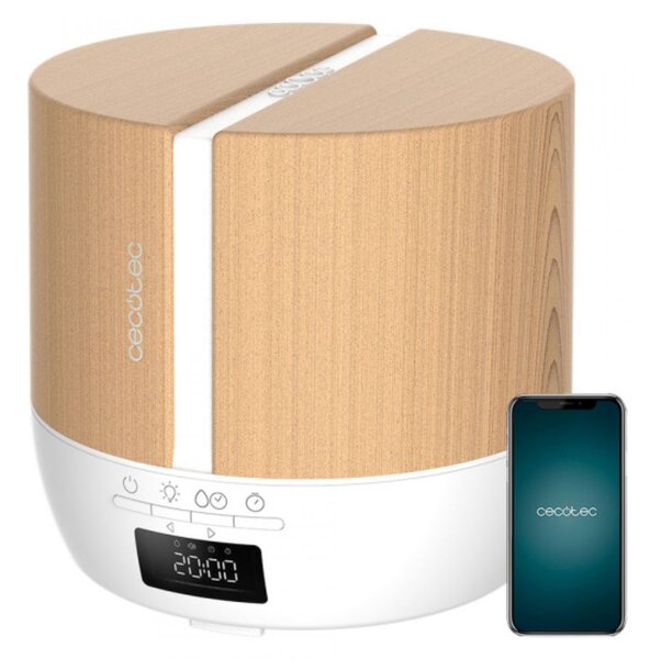 Difuzor aroma cu Ultrasunete Smart PureAroma 500 ml, control Smartphone, 7 culori LED, boxa incorporata - Stejar