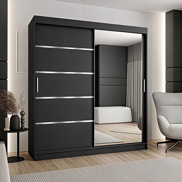Dressing Sebastian, 140x60x200cm, cu oglinda, Antracit, Pal 18 mm