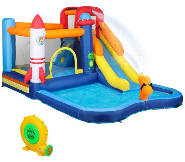 AIYAPLAY Castel Gonflabil Parc Acvatic 5-în-1, 360x250x195cm, Multicolor | Aosom Romania