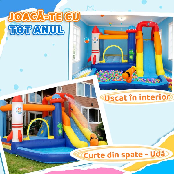 AIYAPLAY Castel Gonflabil Parc Acvatic 5-în-1, 360x250x195cm, Multicolor | Aosom Romania