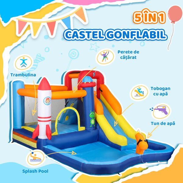 AIYAPLAY Castel Gonflabil Parc Acvatic 5-în-1, 360x250x195cm, Multicolor | Aosom Romania
