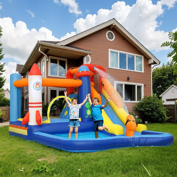 AIYAPLAY Castel Gonflabil Parc Acvatic 5-în-1, 360x250x195cm, Multicolor | Aosom Romania