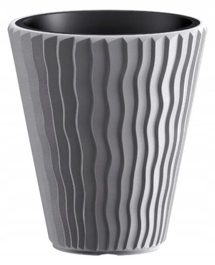 Ghiveci decorativ de flori, rotund, gri, 29.7x33 cm, Sandy