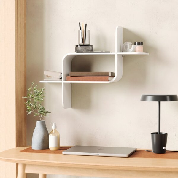 Raft alb etajat din lemn de arbore de cauciuc 62 cm Montage – Umbra