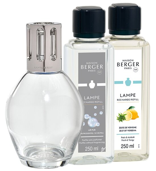 Set Maison Berger lampa catalitica Essentielle Ovale cu parfum Zeste de Verveine si So Neutral