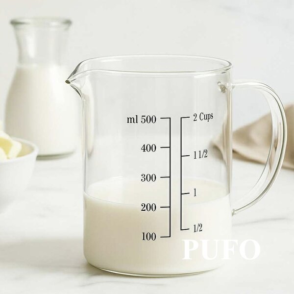 Cana gradata de masurare din sticla borosilicata, 500 ml, transparent