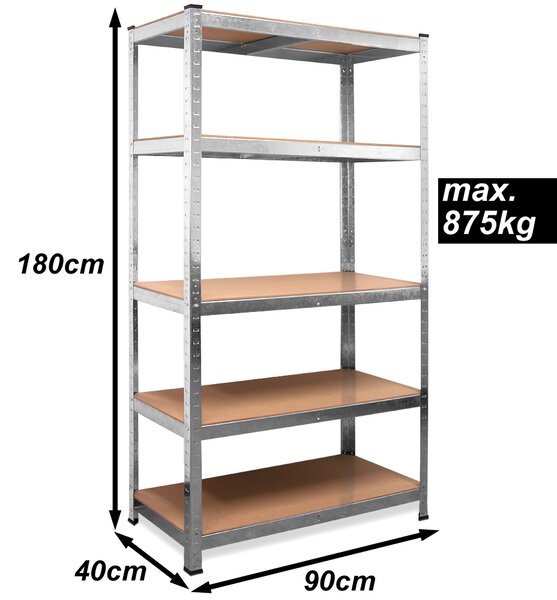 Deuba 2 rafturi rezistente 180 x 90 x 40 cm 875 kg