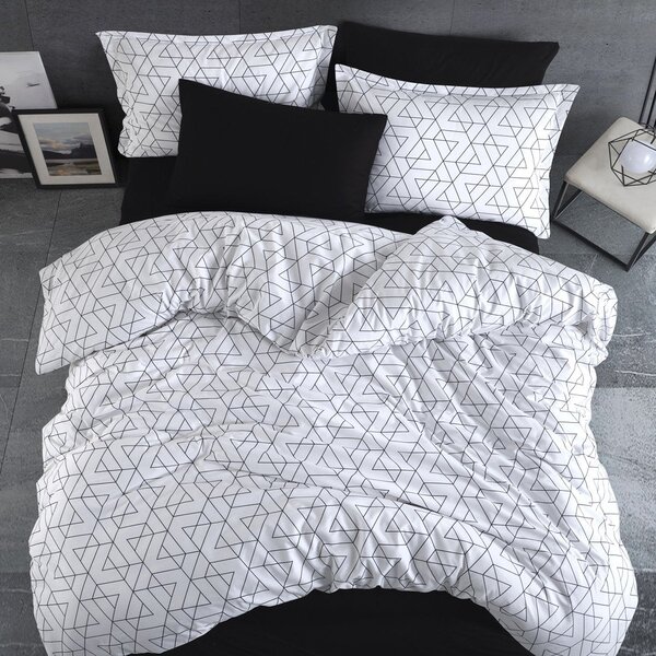 Set 4 piese lenjerie de pat ranforce Clasy din bumbac, king size, cear