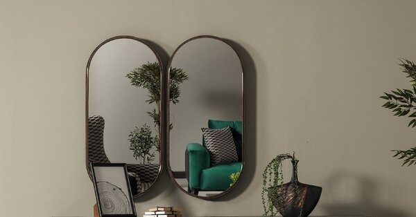 Set 2 oglinzi decorative din pal Wella Gri, l51xH102 cm