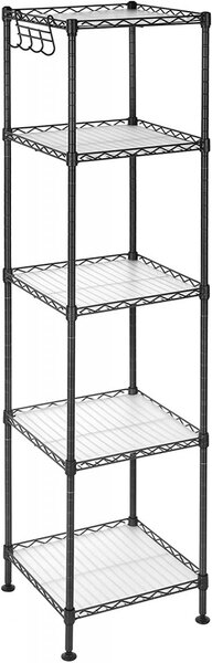 Raft de depozitare Songmics, metal, negru, 30 x 30 x 123,5 cm