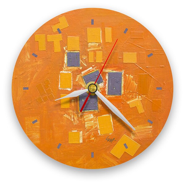 Ceas de perete - Abstract, ritm pe oranj