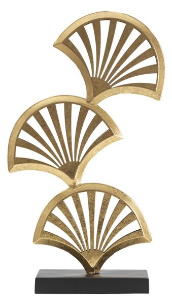 Decoratiune metalica Triple Leaf Auriu / Negru, l23,5xA10xH44 cm