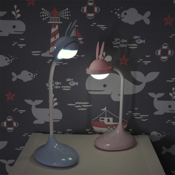 Veioză LED tactilă pentru copii RABBIT LED/0,4W/5V 3000/6500K albastră + USB