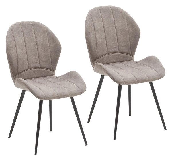 Set 2 scaune tapitate cu stofa si picioare metalice, Lima Grej / Antracit, l51xA56xH89 cm