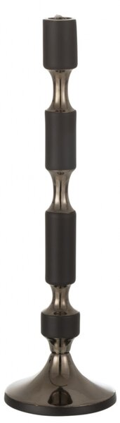 Suport lumanari, Aluminiu, Negru, 10x10x34.5 cm