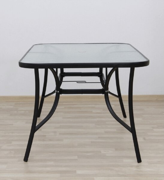 KONDELA Masă dining, sticlă securizată/oţel, 150x90 cm, PASTER