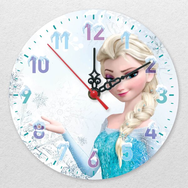 Ceas de perete - Frozen, Elsa pe fond alb