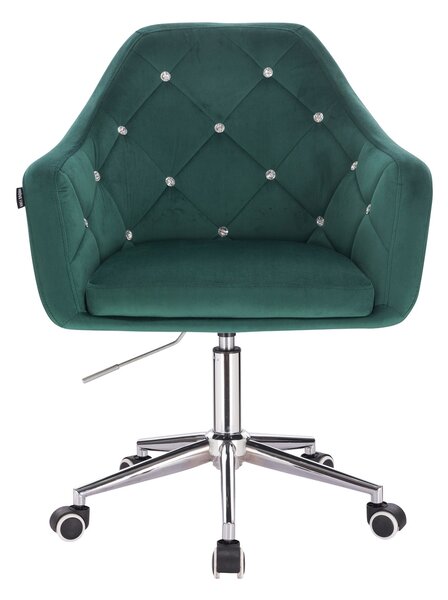 HR830CK Scaun Verde Catifea cu Bază Cromata