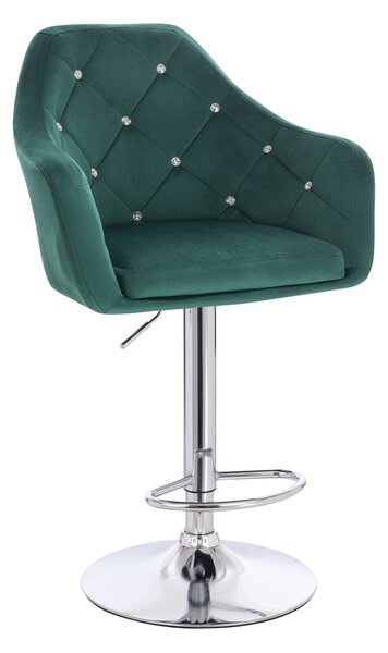 HR830CW Scaun Verde Catifea cu Bază Cromata