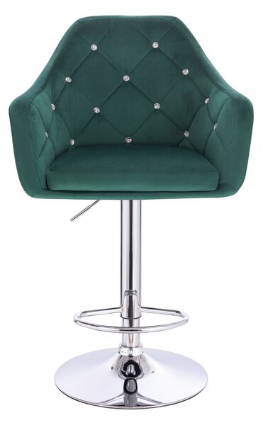 HR830CW Scaun Verde Catifea cu Bază Cromata