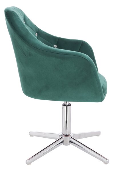 HR830CCROSS Scaun Verde Catifea cu Bază Cromata