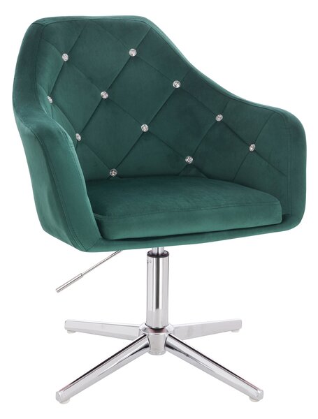 HR830CCROSS Scaun Verde Catifea cu Bază Cromata
