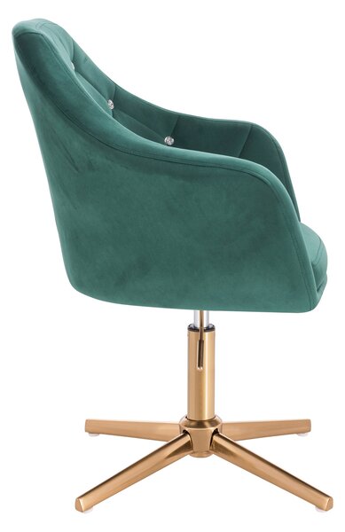 HR830CCROSS Scaun Verde Catifea cu Bază Aurie