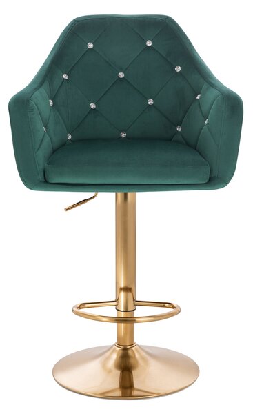 HR830CW Scaun Catifea Verde cu Bază Aurie
