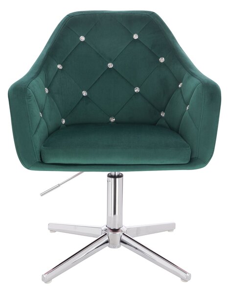 HR830CCROSS Scaun Verde Catifea cu Bază Cromata