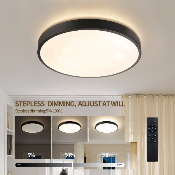 Brilagi - Lampă LED reglabilă GLASS POOL DOUBLE LED/48W/230V 40 cm neagră + telecomandă