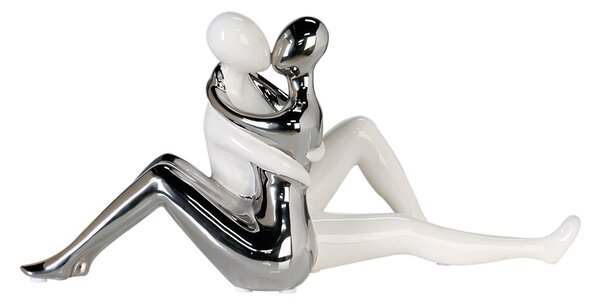 Figurina Love story, ceramica, alb argintiu, 34.5x16.5 cm