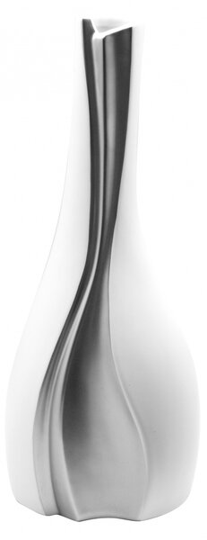Vaza Gardo, ceramica, argintiu alb, 14x10x33 cm