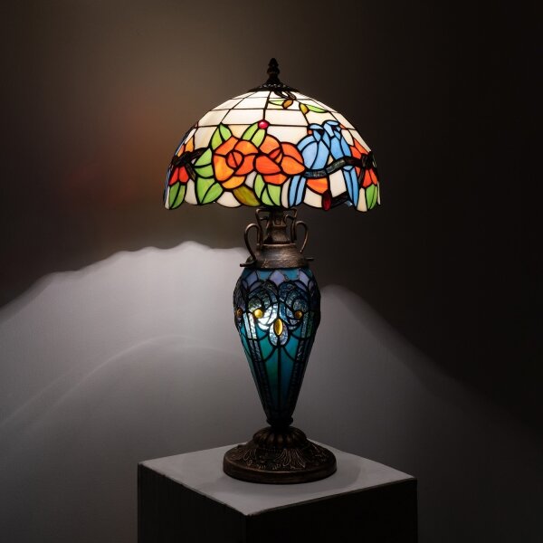 Brilagi - Lampă de masă Tiffany cu vitralii JUNGLE 1xE27/60W/230V + 1xE14/40W