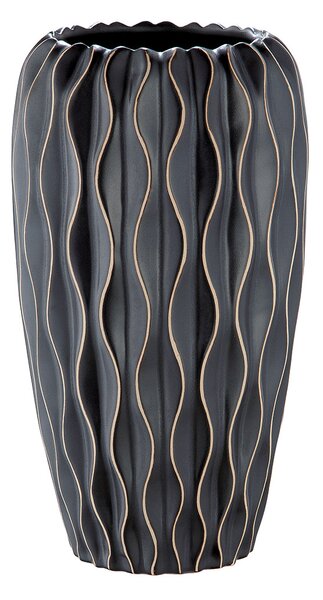 Vaza Flutto, ceramica, negru, 14x25x14 cm