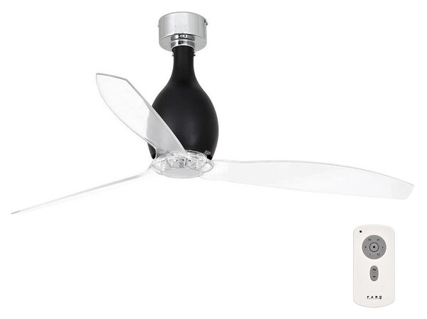 Ventilator de tavan FARO 32026 MINI ETERFAN negru/transparent + telecomandă