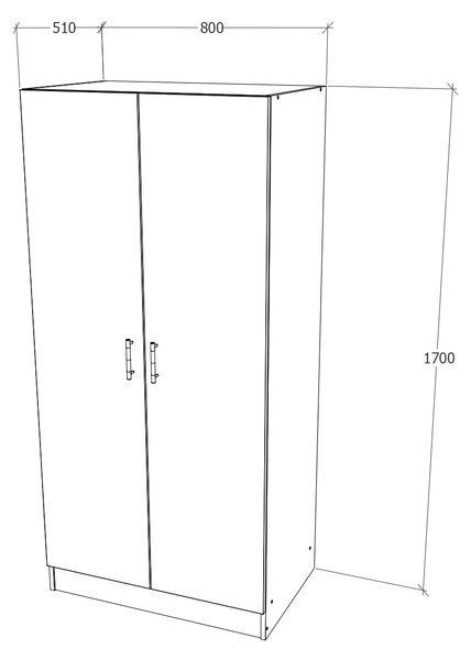 Dulap haaus Pedro, 2 Usi, Stejar Wotan/Antracit, 80 x 51 x 170 cm