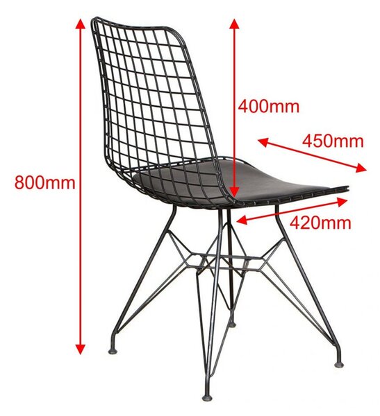 Scaun metal, Dining Homs, negru 80 x 42 x 45 cm