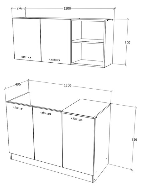 Set Bucatarie haaus Ara, Stejar Wotan/Alb, L 120 cm