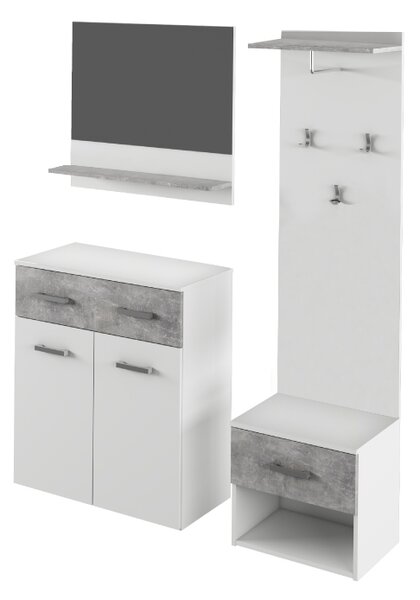 Set mobilier Hol , beton-gri alb ,modern, Bortis Impex