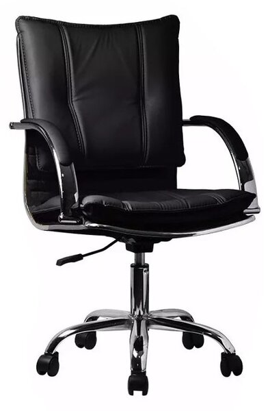 Scaun directorial scaun de birou,piele eco neagra crom, inaltime reglabila , Bortis Impex