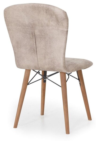 Set masa extensibila cu 6 scaune tapitate Homs marmura/bej 170 x 80 cm picioare lemn  