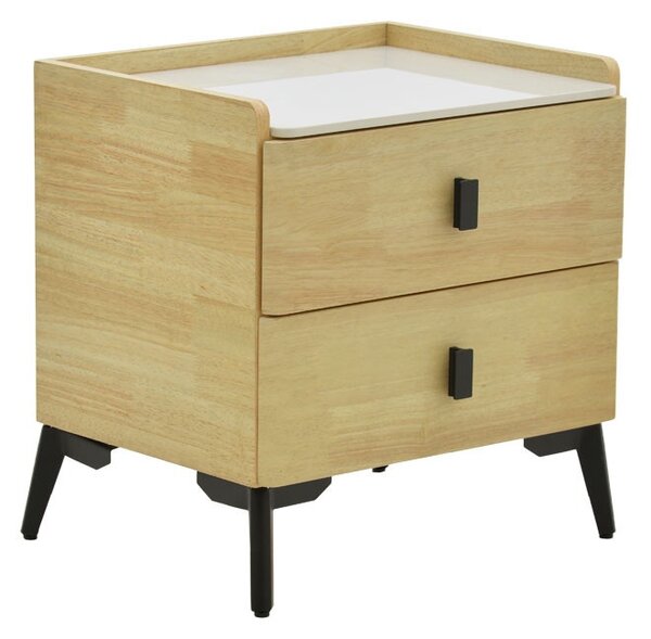 Noptiera Alessio MDF culoare lemn natural - negru metal 46x37x47cm