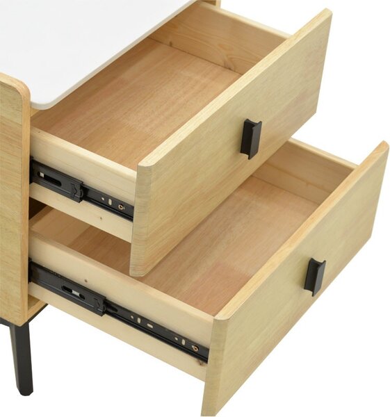 Noptiera Alessio MDF culoare lemn natural - negru metal 46x37x47cm